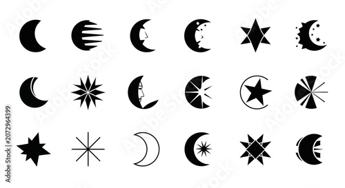 Collection of Moon and Star Icons