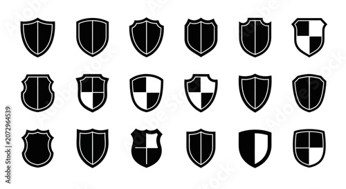 Shield Icons Collection - Security, Protection, Emblem, Heraldry, Vector