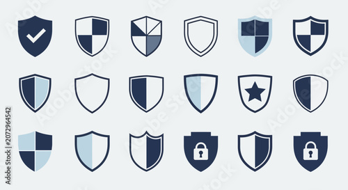 Shield Icons Collection: Security, Protection, and Safety Symbols