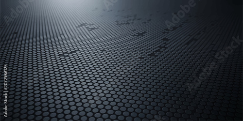 Quadro em tela Blue metal grid abstract background with dotted mesh pattern, industrial steel t