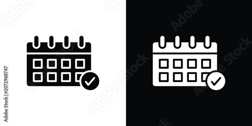Fotografía Calendar check icon flat design concept in black