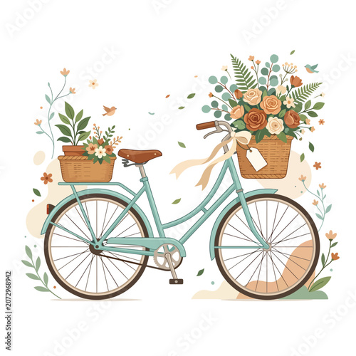 Vintage bicycle with flower baskets 2.