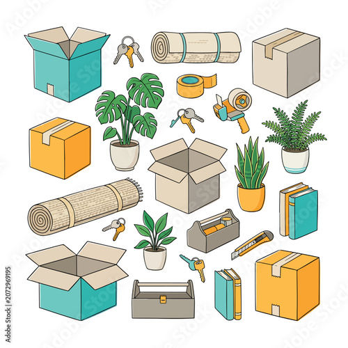 Moving supplies and office plants.