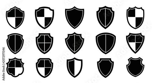 Shield Icons Set: Security, Protection, Emblem, Badge, Symbol