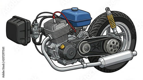 Tableau sur toile Motorcycle Scooter CVT Engine and Transmission Unit Layout
