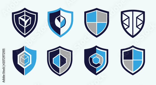 Set of Shield Icons for Security and Protection Concepts