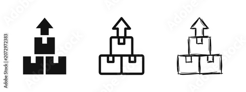 Obraz na plátně Package delivery icons with upward arrow