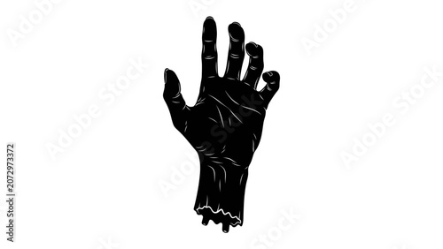 Bild auf Leinwand A Chilling Grasp: A stark black illustration depicts a severed hand, its fingers splayed and dripping, evoking a sense of unease and the macabre