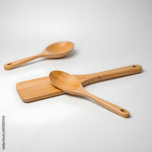 Wooden Spoon Isolated on White Background, Professional Kitchen Utensil Product Photography
