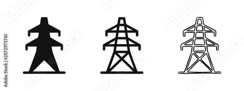 Tableau sur toile Electrical Power Transmission Tower Icons Collection