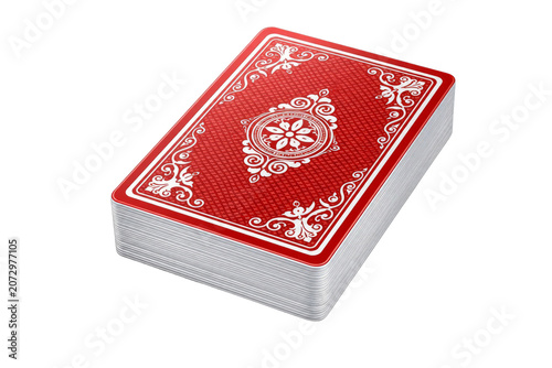 Full Stack of Red Playing Cards Isolated on Black Background