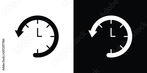 Tableau sur toile Past time icon flat design concept in black