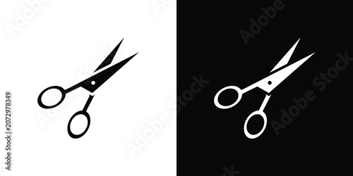 Scissors icon flat design concept in black