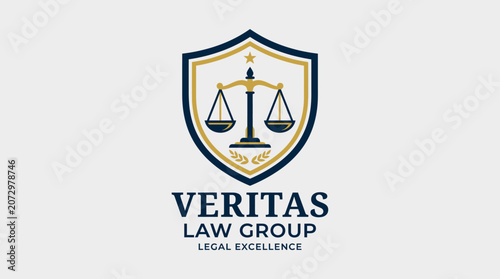 Lawyer logo features shield with scales of justice on white background