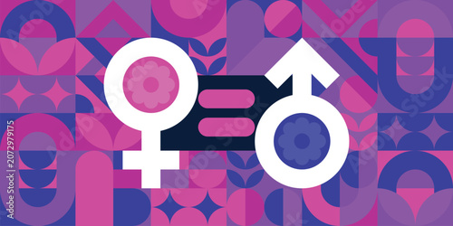 Obraz na płótnie Gender Equality, Diversity and Inclusion Concept with Male and Female Gender Sym