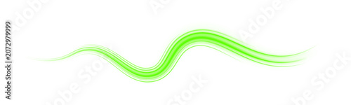 Fotografie Green glowing streaks race across highway night scene, creating motion PNG effect design