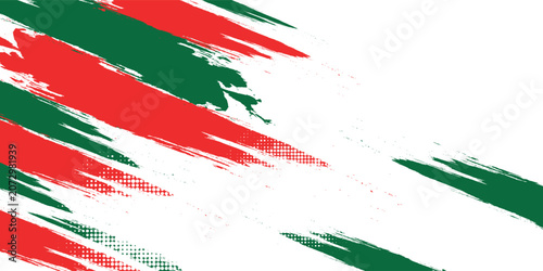 Abstract dynamic brush strokes in red and green color, Modern abstract motion background with energetic red and green paint streaks, Dynamic flow background with creative red and green brush splash .