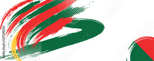 Abstract dynamic brush strokes and motion background design, Modern artistic banner with vibrant red and green paint splash, Creative abstract graphic element with dynamic flow and speed effect.