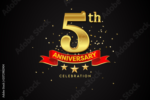 Fotografie Golden 5th Anniversary Celebration Banner for Wedding and Business
