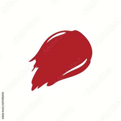 Vibrant Red Lipstick Swatch Smear on White Background - Makeup Beauty Cosmetic