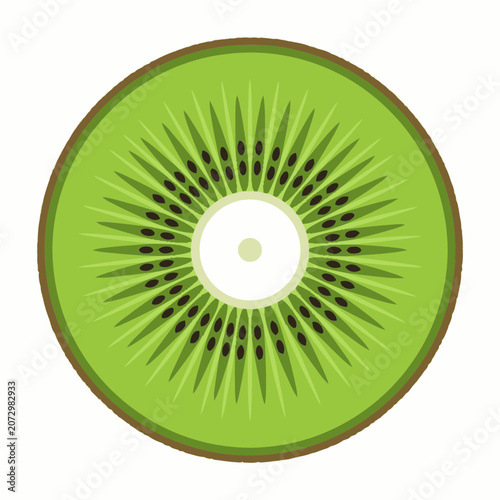 Vibrant Kiwi Slice Isolated on White Background, Healthy Food