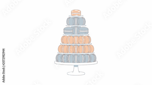 Elegant Macaron Tower Celebration Cake Dessert Food Sweet Treat Pastel Colors