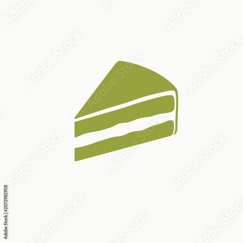 Green Matcha Cake Slice Illustration