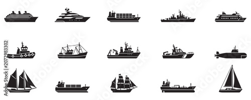 Canvastavla Ship and boat icon set