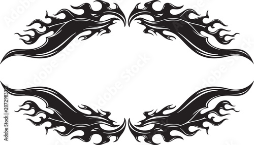 Bild auf Leinwand Tribal ornament design featuring flame patterns on a white background