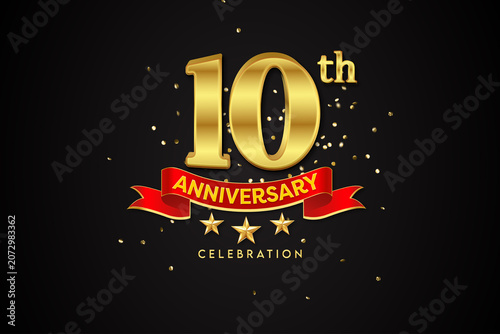 Photos Golden 10th Anniversary Celebration Banner for Wedding and Business