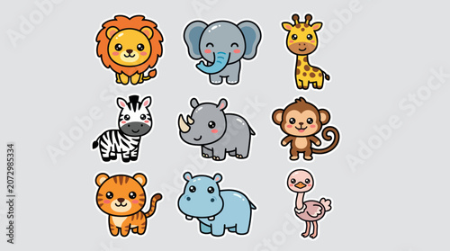 Photography Collection of cute safari animals