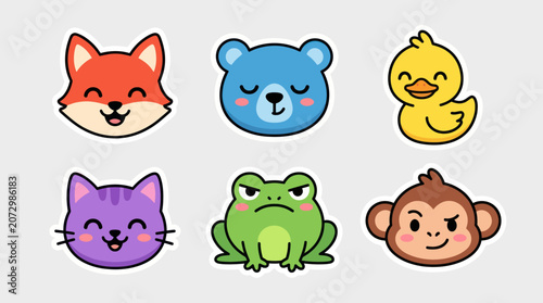Photography Cute animal faces collection sticker art
