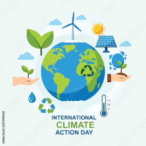 Obraz na plátně A colorful infographic promoting International Climate Action Day