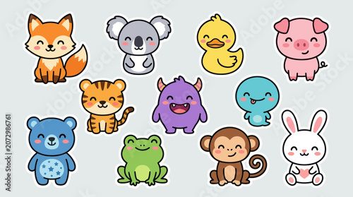 Canvas Print Cute cartoon animal characters collection