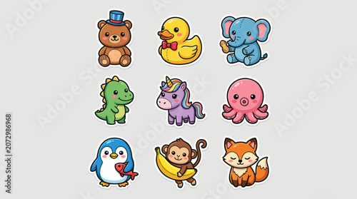 Canvas Print Cute cartoon animal sticker set