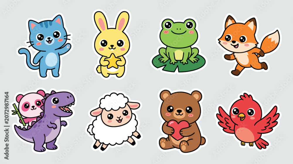 Fototapeta premium Cute cartoon animals collection