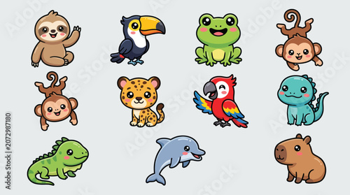 Canvas Print Cute cartoon animals collection