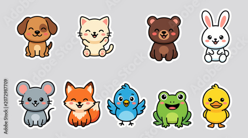 Cute cartoon animals collection illustration