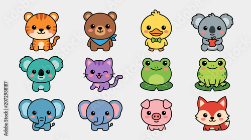 Cute cartoon animal collection illustration