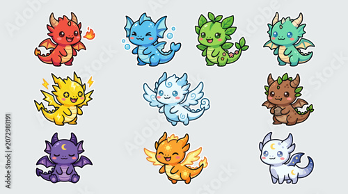 Photos Cute cartoon dragons set