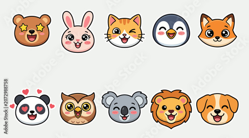 Photography Cute cartoon animal faces collection