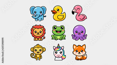 Cute cartoon animals collection