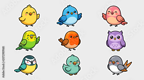 Cute cartoon birds collection