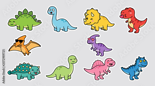 Cute cartoon dinosaur collection illustration