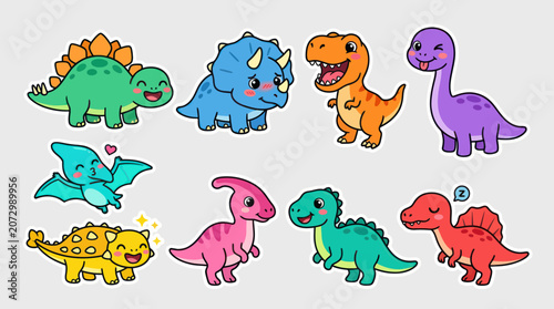 Cute cartoon dinosaurs collection
