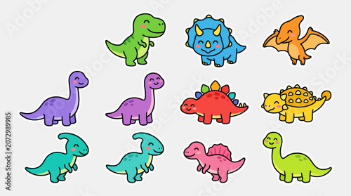 Cute cartoon dinosaurs collection