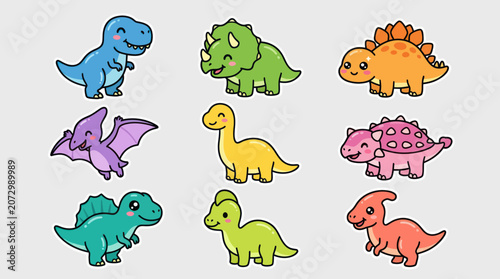Cute cartoon dinosaurs collection
