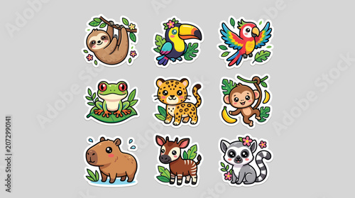Photography Cute cartoon jungle animals collection
