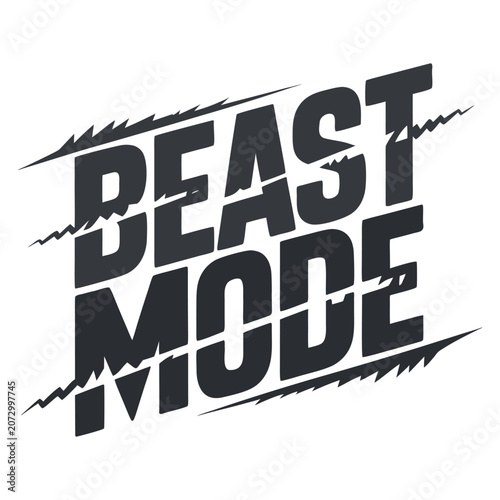 Beast Mode Fitness Logo Design – Aggressive Jagged Typography Gym Motivation Emblem for Workout Apparel