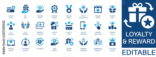 Canvastavla Loyalty and reward solid icon set